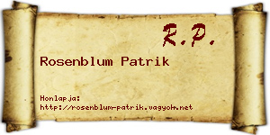Rosenblum Patrik névjegykártya